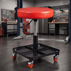 Pneumatic Rolling Mechanic Stool with Wheels – Adjustable Height Shop Stool with Tool Tray, 360° Swivel Seat for Garage & Workshop - 1