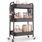 3-Tier Metal Rolling Cart – Foldable or Fixed Pegboard Styles - 1