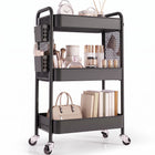 3-Tier Metal Rolling Cart – Foldable or Fixed Pegboard Styles - 1