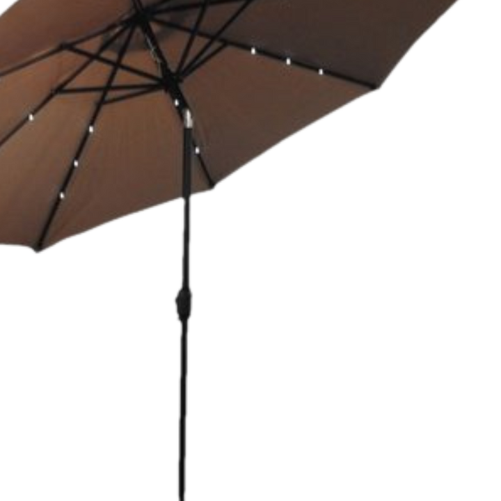 Premium 106" Tan Solar-Powered Market Patio Umbrella with LED Lights and Concrete Base