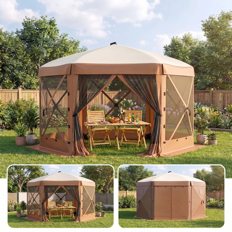 Vevor 12x12 Pop-Up Screen Tent Gazebo – 6-Sided Mesh Shelter with Carry Bag (8–10 People) - 1