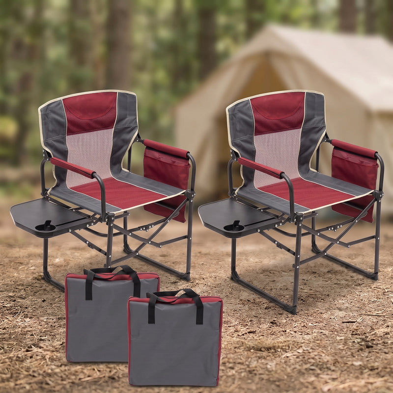 Camping Directors Chair, Heavy Duty,Oversized Portable Folding Chair with Side Table, Pocket for Beach, Fishing,Trip,Picnic,Lawn Blue - 1
