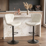 COUNTER BAR STOOLS SET OF 2 – ADJUSTABLE SWIVEL FAUX LEATHER SEATS - 1