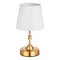 Cordless Gold Small Desk Table Lamp with Fabric Shade Rechargeable Battery Elegant Design