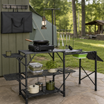 Camping Portable Cook Station/Kitchen Table, Folding Outdoor Cooking Table with Storage - 1