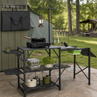 Camping Portable Cook Station/Kitchen Table, Folding Outdoor Cooking Table with Storage - 1
