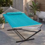 Outdoor Double Hammock with Stand for 2 – Heavy Duty Steel Frame, Pillow Included - 1