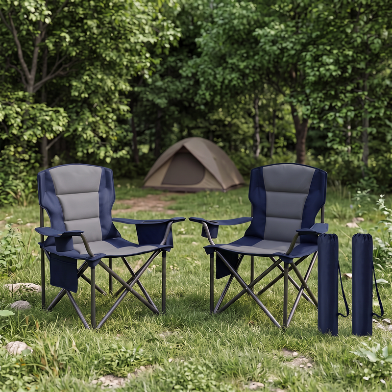Heavy Duty Camping Chair with Cooler Storage – Single or Twin Pack - 1