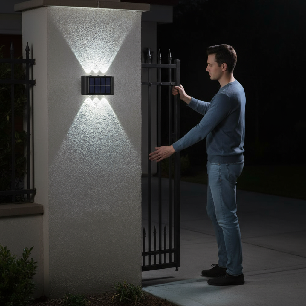 12pcs Outdoor Solar Wall Lights Up and Down Solar Light IP65 Waterproof Solar Lights for Outdoor Garden – Bright Dual-Beam Design for Elegant Ambiance | Solar Wall Lights | Trufairs