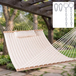 2-Person Quilted Outdoor Hammock 12FT – Double Layer with Pillow & Storage - 1