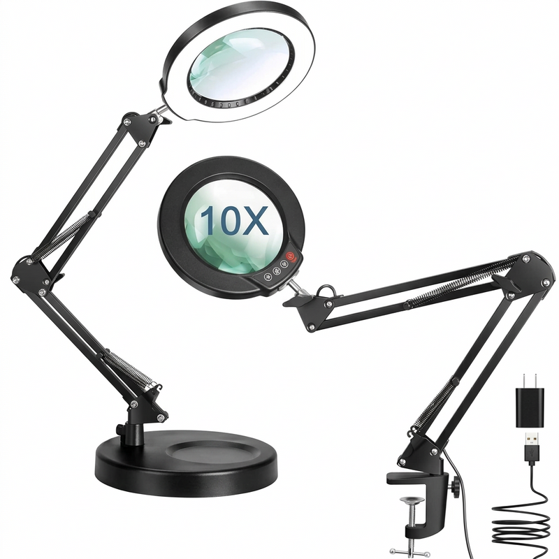 10X to 30X LED Magnifying Lamp – Desk, Clamp & Floor Stand - 1