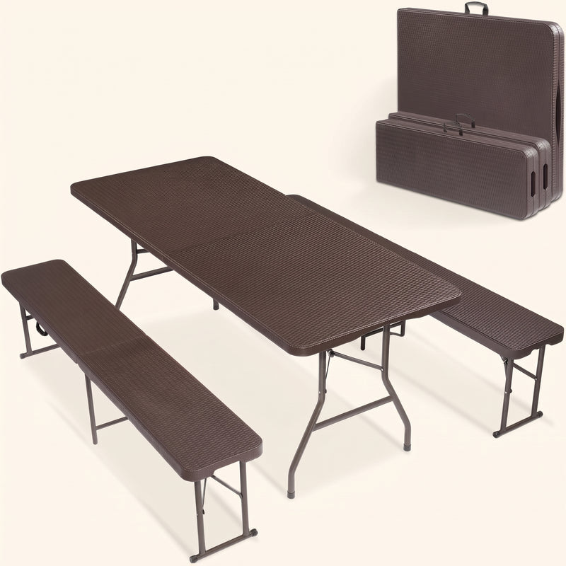 6 FT Folding Picnic Table with Benches - 1