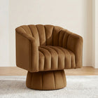 Swivel Accent Chair - Velvet 360° Barrel Chair, Mid-Century Modern Round Armchair for Living Room, Bedroom & Lounge - 1
