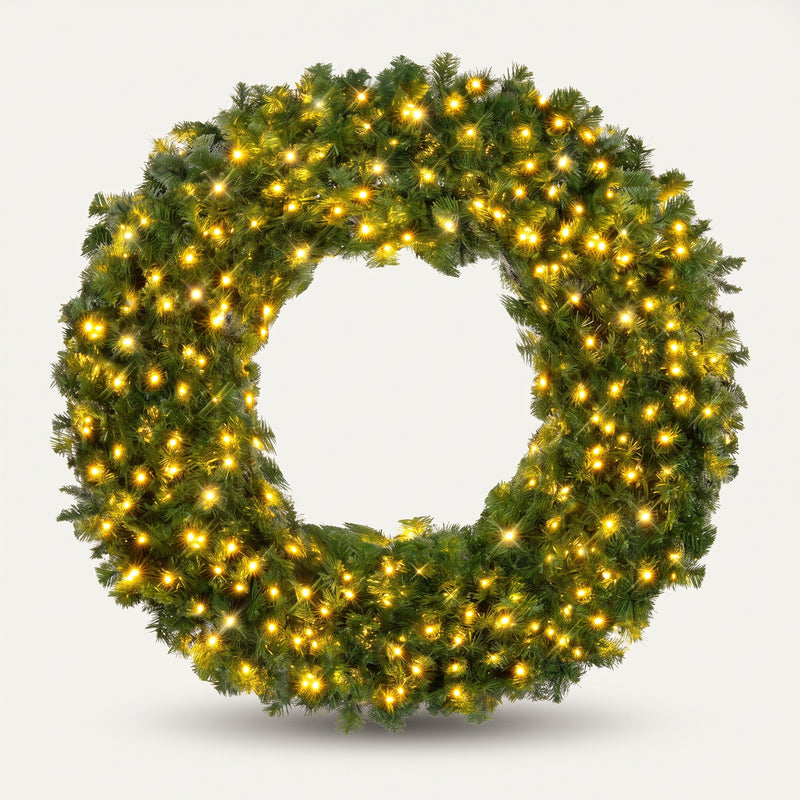 PRE-LIT CHRISTMAS WREATH – WARM LED DOOR DÉCOR - 1