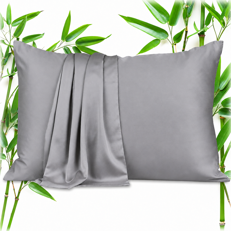 100% Viscose from Bamboo Pillowcases with Zipper, Set of 2 - 1