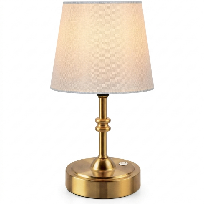 Cordless Rechargeable Table Lamp with Fabric Shade – Dimmable LED Desk Lamp - 1