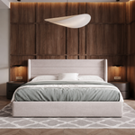 Lift-Up Storage Bed Frame with Upholstered Wingback Headboard - 1