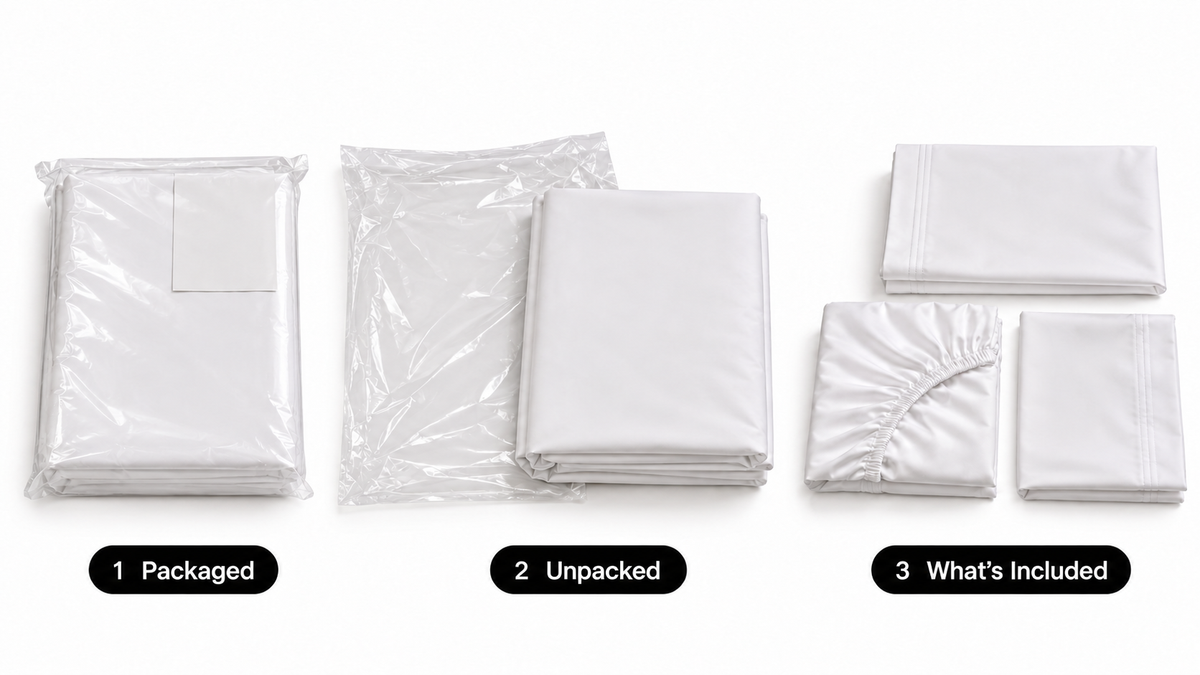 100% Viscose from Bamboo Sheet Set – 300 TC Sateen, Deep Pocket - what you get