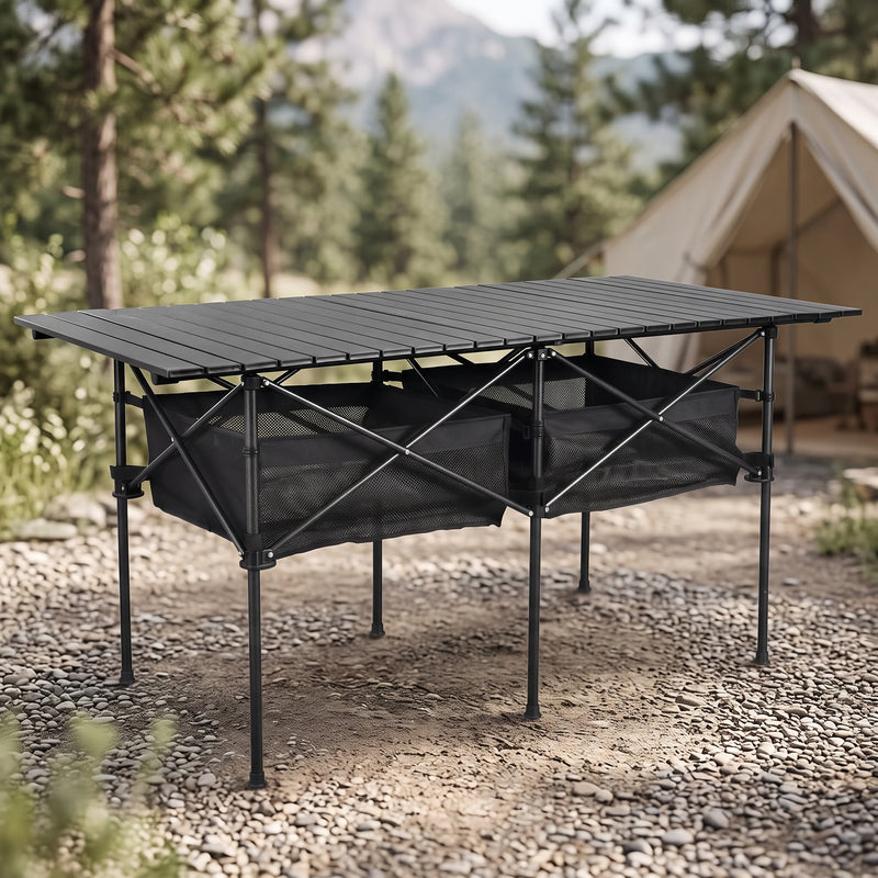 Aluminum Folding Camping Table – Portable Roll-Up with Carry Bag - 1