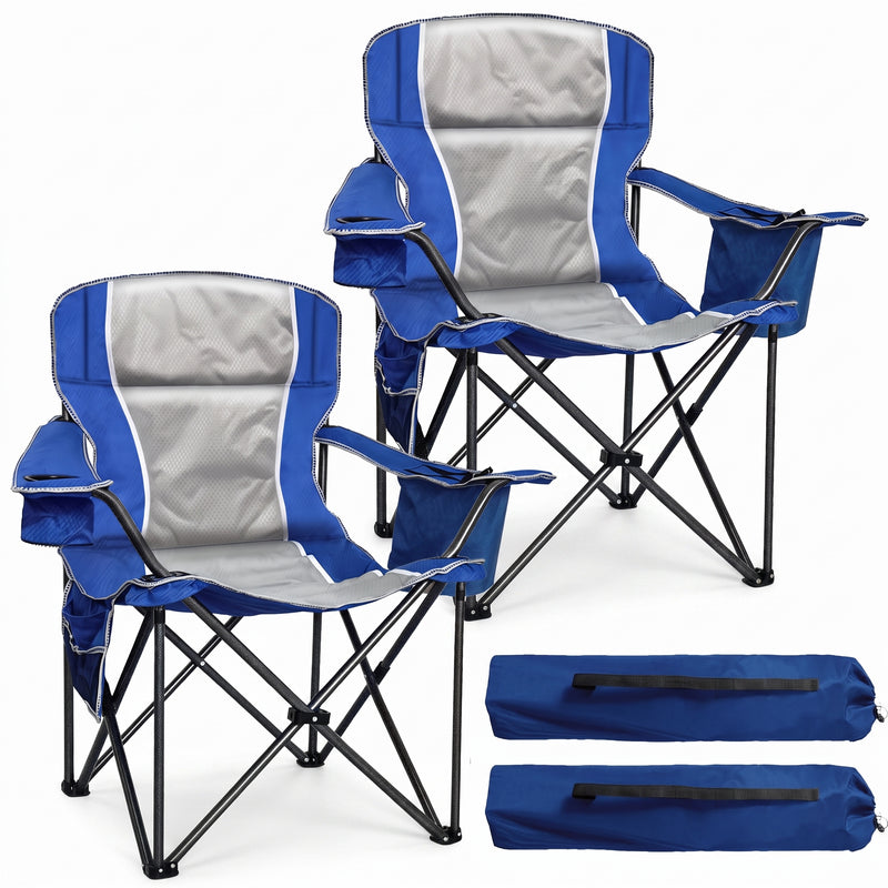Heavy Duty Portable Folding Camping Chair with Cup Holder & Cooler Pocket - 1