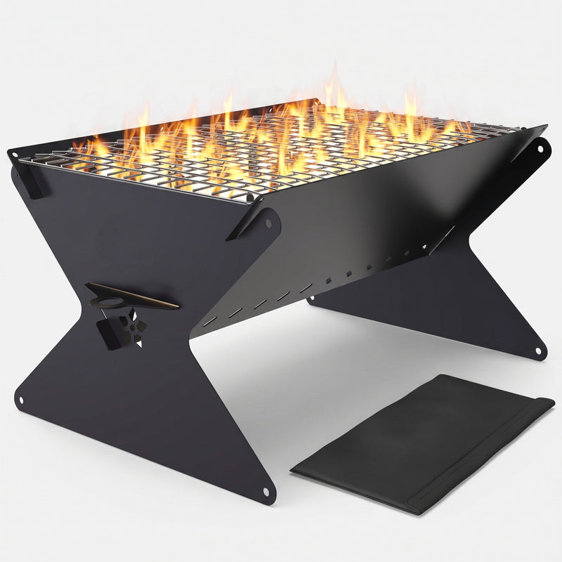 Portable Folding Charcoal Grill & Campfire Fire Pit - 1