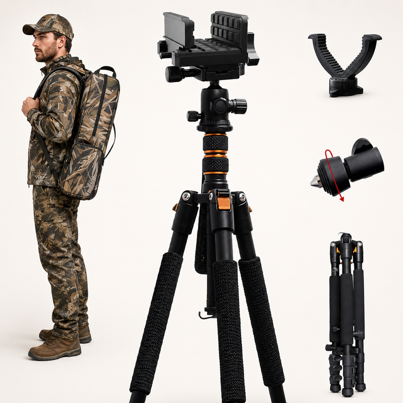 360° Swivel Hunting Chair with Adjustable Legs & Rifle Rest – Portable Tripod Seat - 1