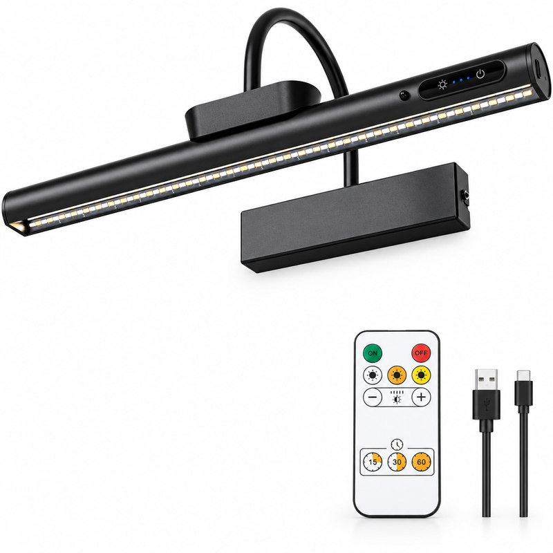 Battery Operated Picture Light – Rechargeable LED with Remote & Timer - 1