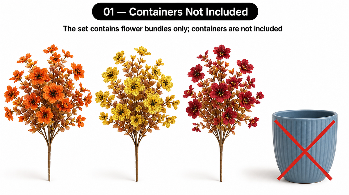 Artificial Fall Flowers for Outdoors – UV-Resistant, 12 Bundles -  limitations image 1