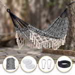 Boho Macrame Double Hammock Swing with Tassels – 2 Person Hanging Chair for Indoor & Outdoor Relaxation - 1