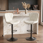 COUNTER BAR STOOLS SET OF 2 – ADJUSTABLE SWIVEL FAUX LEATHER SEATS - 1