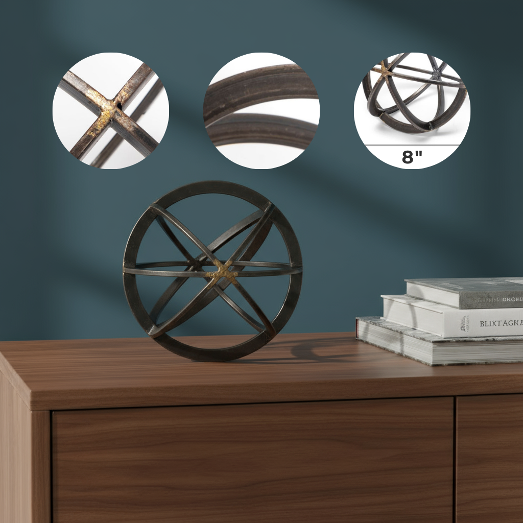 Petite Black Metal Circular Decorative Object