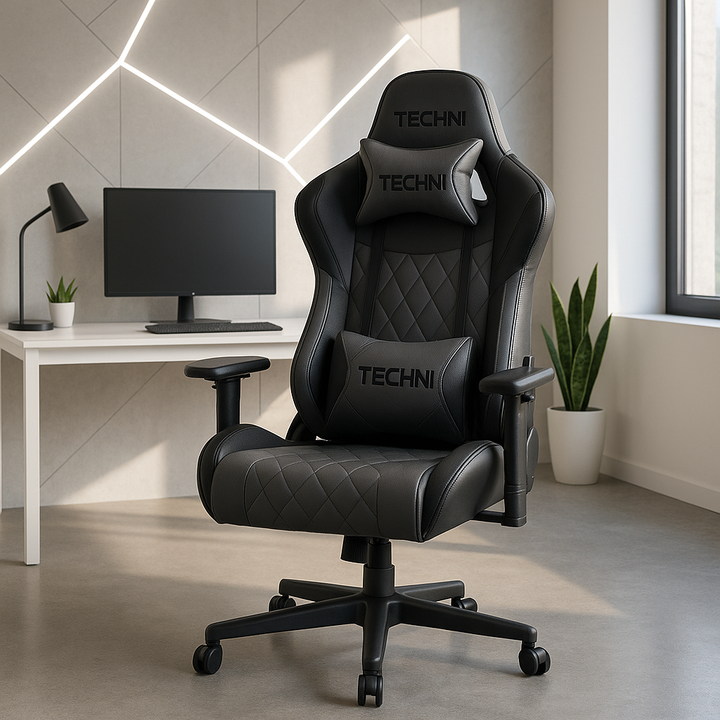 Techni Sport XL Ergonomic Gaming Chair – Heavy-Duty Memory Foam GamerXL Series in Gray with Adjustable 2D Arms & Lumbar Support