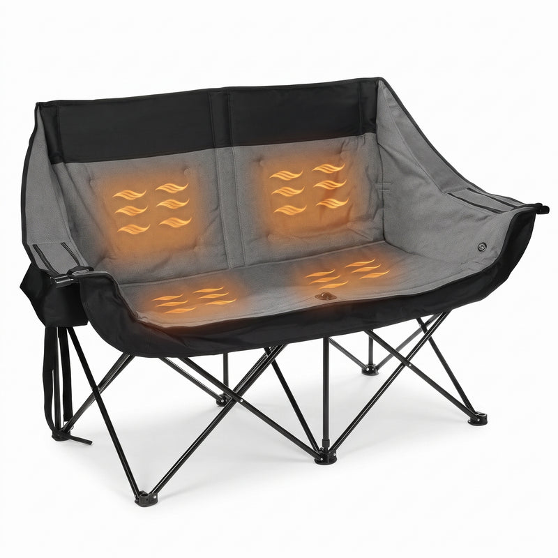 Heated Camping Chair for Adult Outdoor Activities - Portable Folding Heated Chair with 3 Adjustable Heat Levels, Heating Backrest Cushion Support 264LBS for Patio Camping (Battery Not Included) - 1