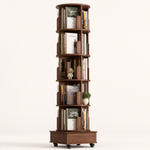 Rotating Bookshelf Tower – 360° Spinning Bookcase | 5 & 6-Tier, Solid Wood & MDF - 1