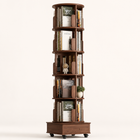 Rotating Bookshelf Tower – 360° Spinning Bookcase | 5 & 6-Tier, Solid Wood & MDF - 1