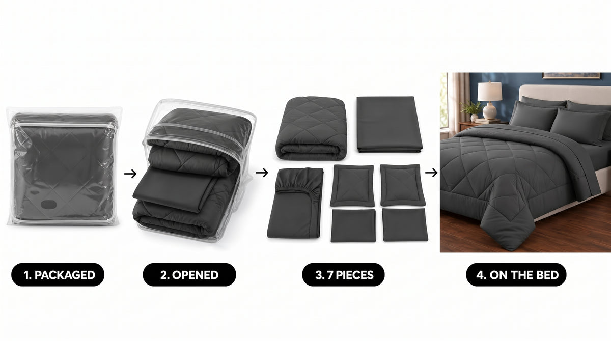 7-Piece Comforter Set with Sheets – Down Alternative Fill - what you get