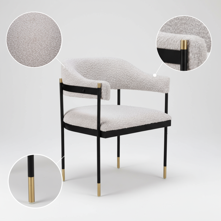 Zadar Dining Chair Misty Gray – Luxurious Teddy Fabric with Armrests & Steel Frame | Contemporary Dining Room Furniture | Trufairs