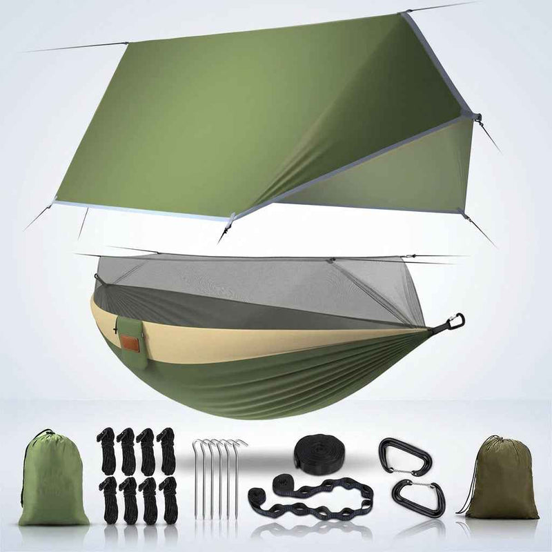 CAMPING HAMMOCK TENT WITH RAIN FLY & MOSQUITO NET – 2-PERSON CAMPING KIT