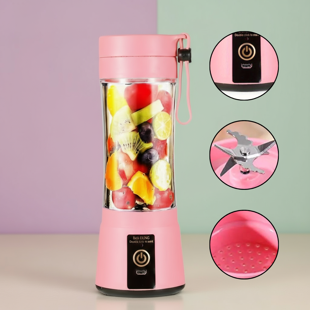 1pc 380ML Portable Blender With 6 Blades Rechargeable USB ; Personal Size Blender For Shakes And Smoothies; Traveling Fruit Veggie Juicer Cup