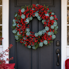CHRISTMAS BERRY WREATH FOR FRONT DOOR – WINTER PINE HOLIDAY DÉCOR - 1