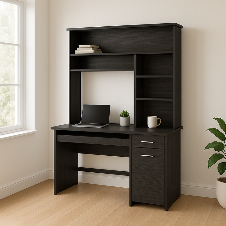 MetroHaven 43" Gray Computer Desk with Hutch