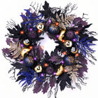 HALLOWEEN WREATH WITH LIGHTS FOR FRONT DOOR – PRE-LIT PUMPKIN, WITCH & GOTHIC PORCH DÉCOR - 1