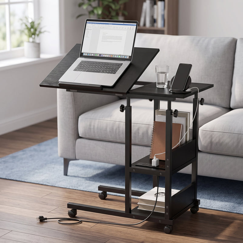 C-SHAPED END TABLE WITH CHARGING STATION – ADJUSTABLE HEIGHT - 1