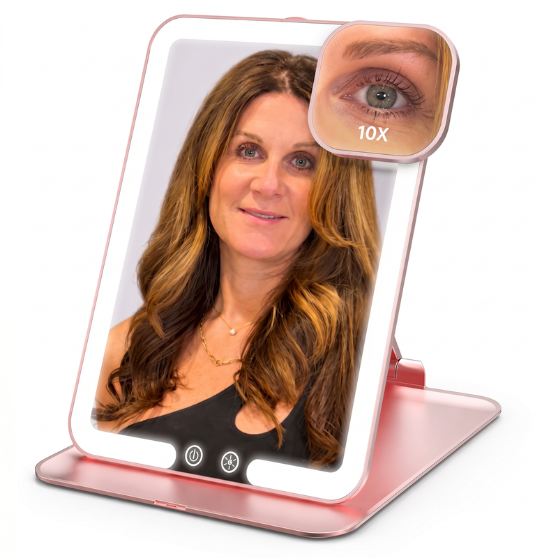 Portable LED Makeup Mirror – Rechargeable, Adjustable Brightness, Compact & Travel-Friendly