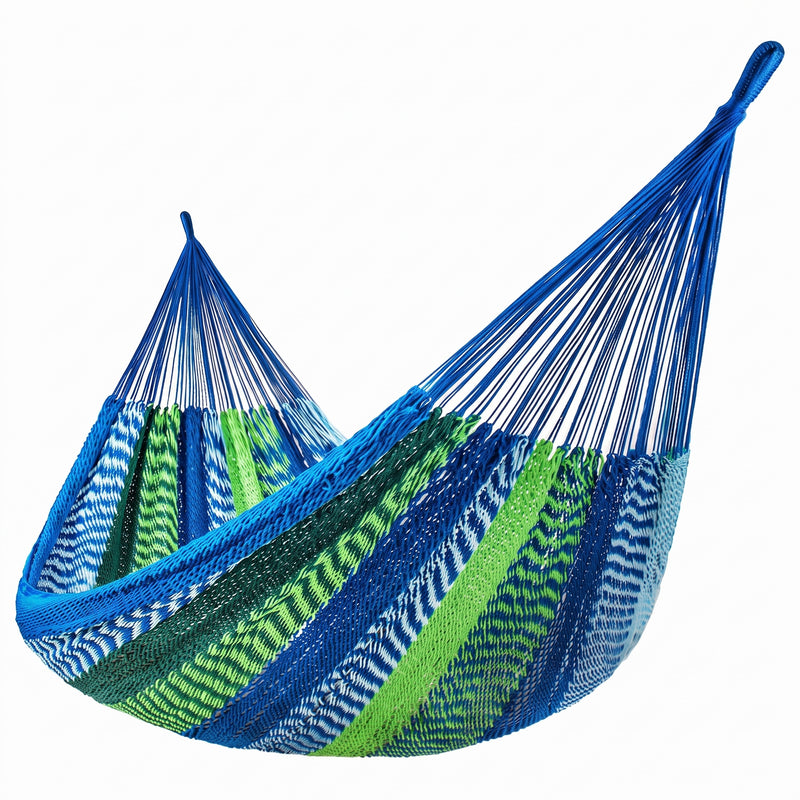 Handwoven Mayan Rope Double Hammock with Tree Straps, Carabiners & Carry Bag - 1