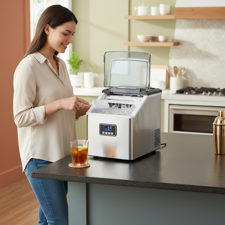 48 Lbs Stainless Self-Clean Ice Maker with LCD Display