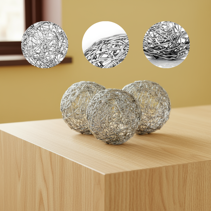 Set of Three Gold Wire 3" Decorative Orbs