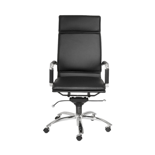 Black and Silver Adjustable Swivel Faux Leather Rolling Executive Office Chair