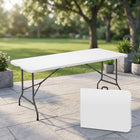 6 FT FOLDING CAMPING TABLE – PORTABLE INDOOR OUTDOOR TABLE WITH WATERPROOF HDPE TOP & CARRY HANDLE - 1