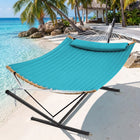 2-Person Outdoor & Indoor Hammock with Adjustable Height, Pillow & Stand – Portable, Sturdy, Colorful - 1